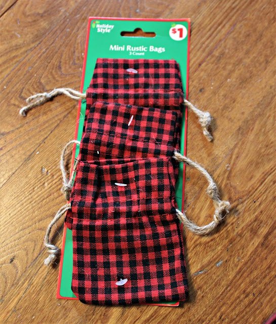 adornos rsticos para el rbol de navidad en mini bolsas a cuadros