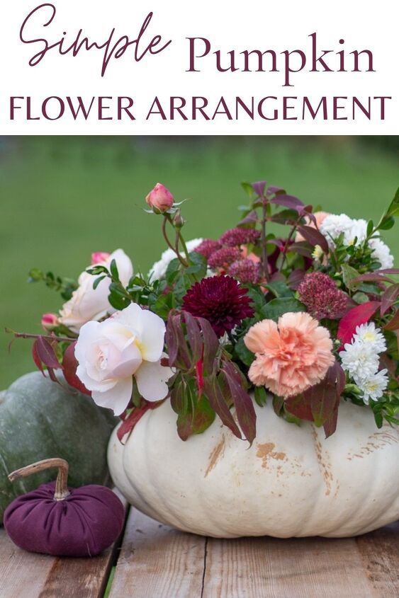 how to make an easy and beautiful pumpkin flower arrangement