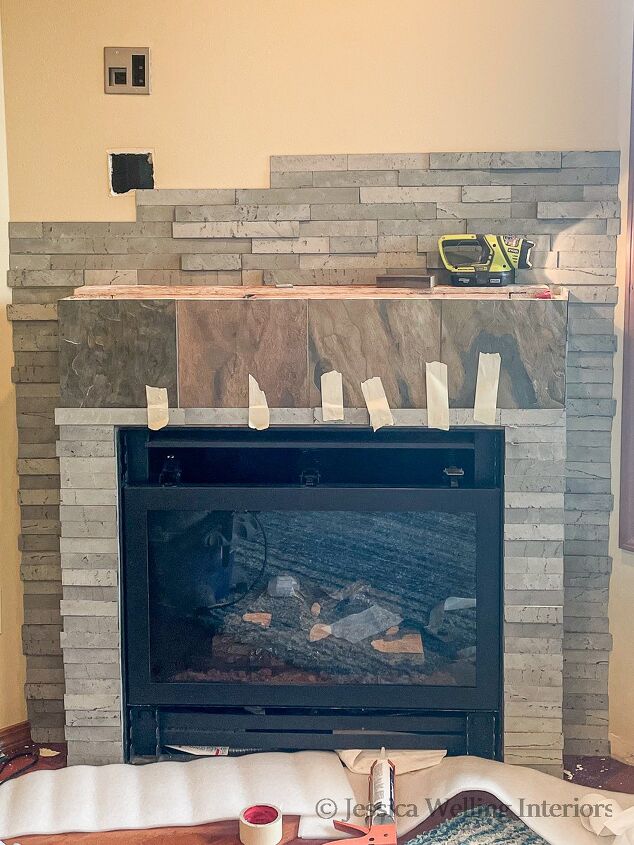 fireplace makeover with slate ish
