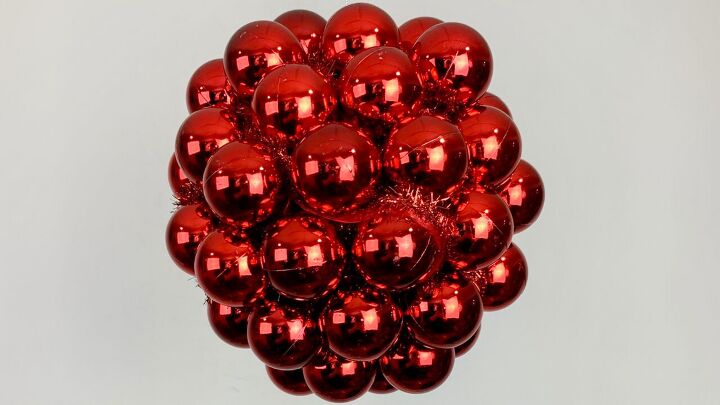 s grab a few dollar store items for this stunning hanging christmas idea, A festive ornament ball