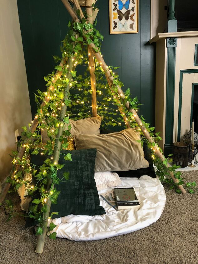 s 14 magical ways to use your holiday lights this season, An enchanted vine teepee