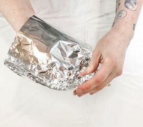 She creates a pocket out of a piece of foil for an unexpected, eye-catching accent