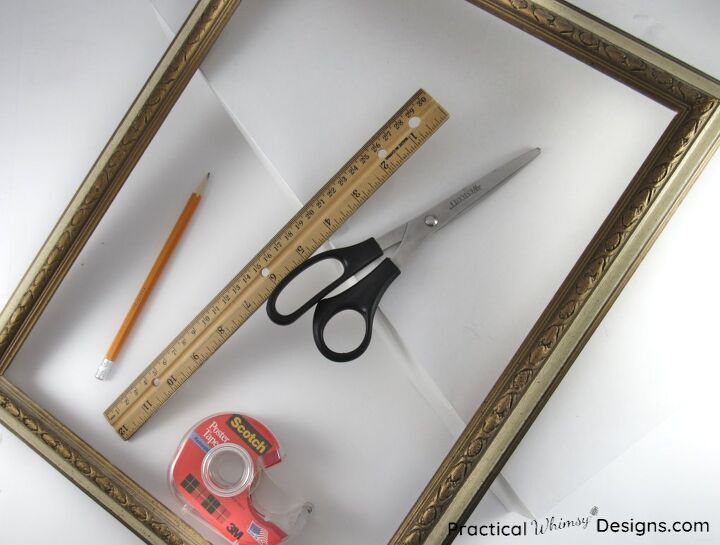 how to mat a print using a gift box, Ruler scissors pencil frame and gift box
