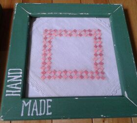 use picture frames and doilies to make charming wall art, Stenciled Wording Added