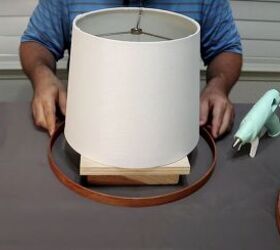 how to make a simple but beautiful paint stick lamp, Put an embroidery hoop around your lampshade