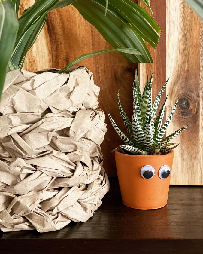 brown paper planter