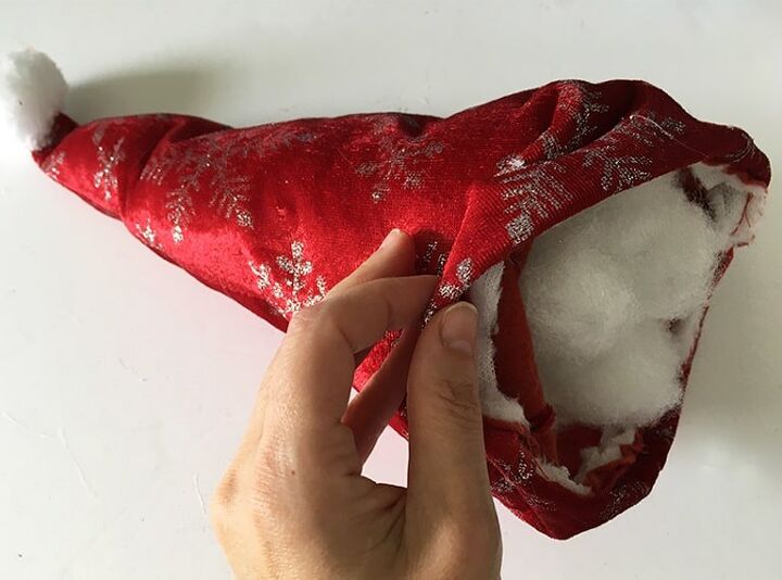 10 minute santa doorstop gnome made with a plastic jug