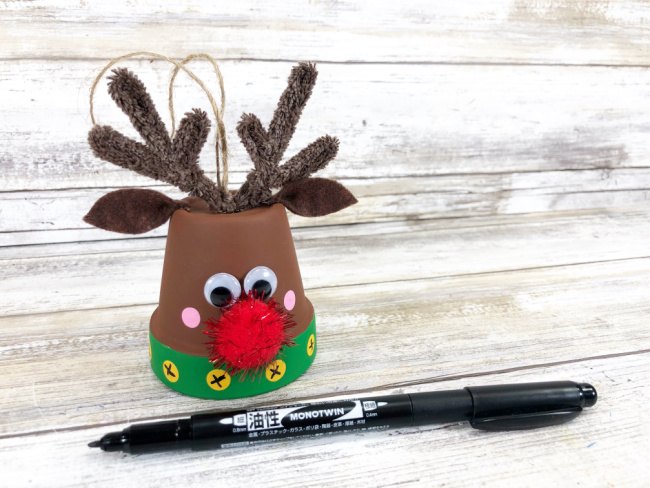 clay pot reindeer craft ornament dollar store style