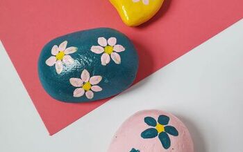 Rocas pintadas con flores sencillas, fácil de hacer