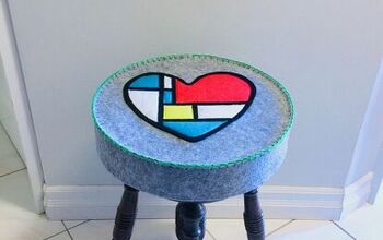 Cómo hacer una funda para taburete de corazón de fieltro Mondrian