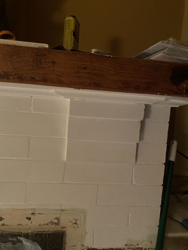 q how do i cover brick corbels on fireplace with wood