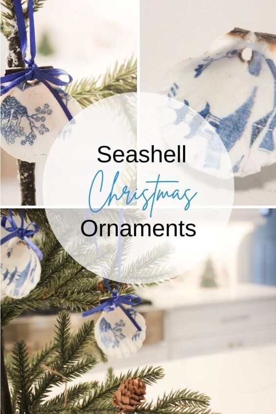 how to decoupage seashell christmas ornaments