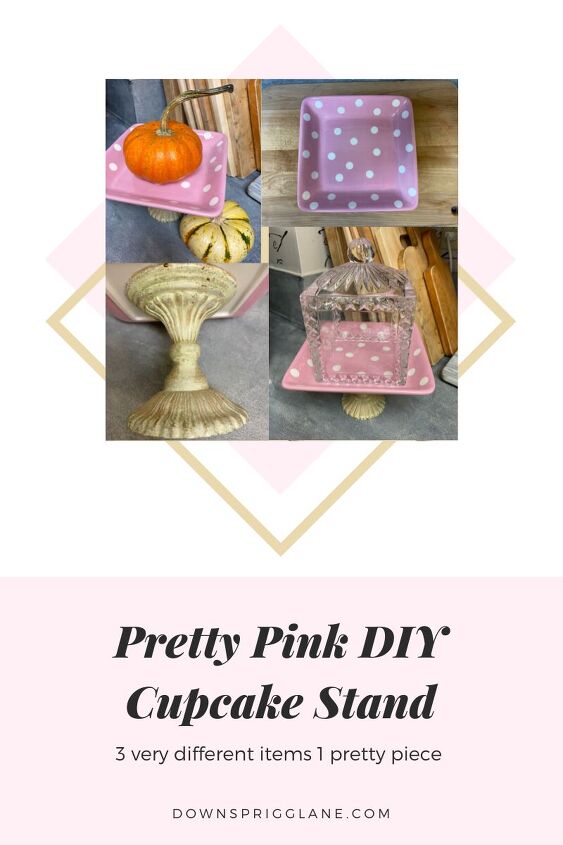 easy thrifted diy pink cupcake stand