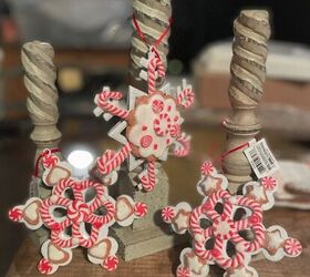 repurposed snowflake spindles for the holidays