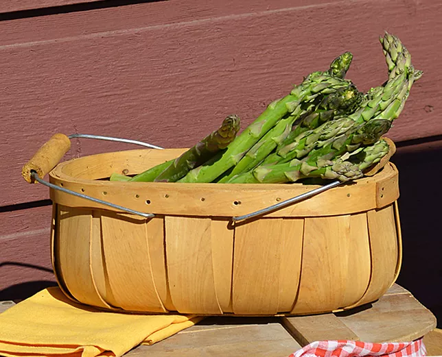 how to grow asparagus that tastes better than store bought, asparagus in a wood basket