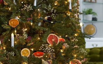  Árvore de Natal vintage romântica com flores secas e frutas cítricas