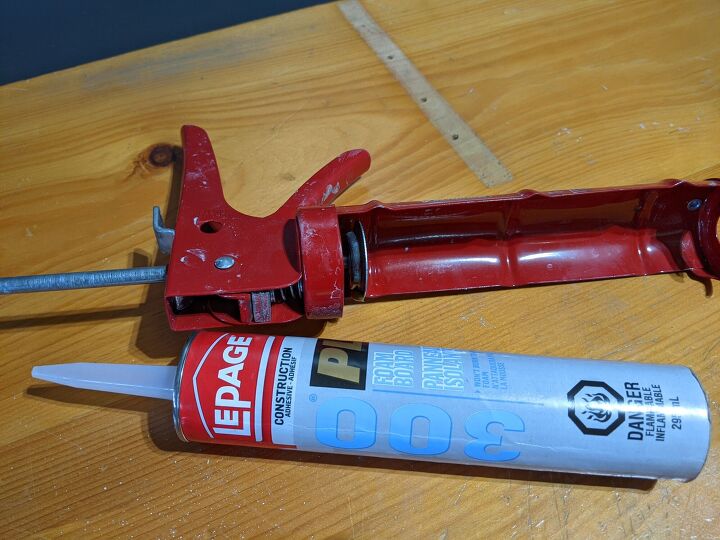 how i winterized my cheap garage door, Foam board adhesive