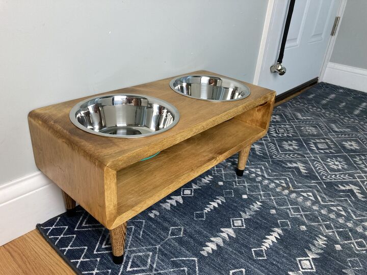 mid century inspired dog bowl stand