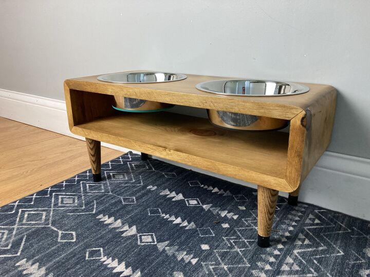 mid century inspired dog bowl stand