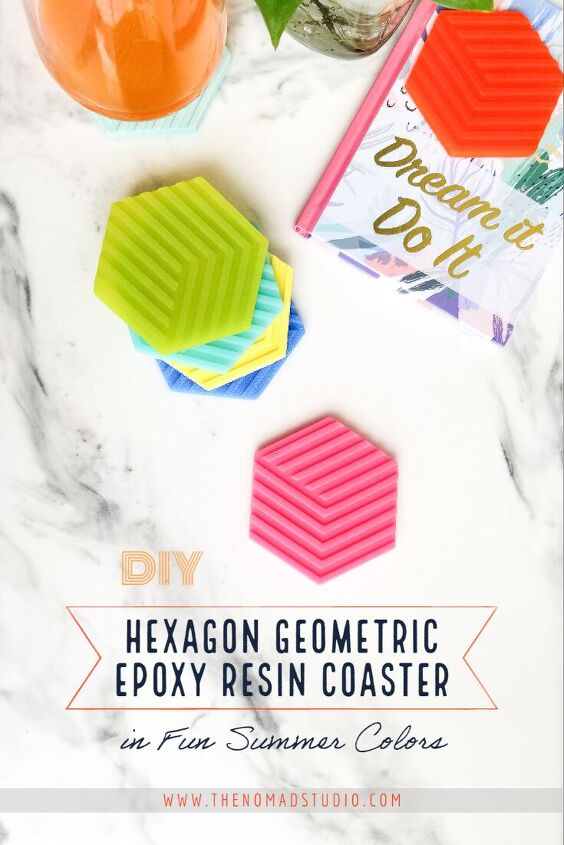 diy hexagon epoxy resin coaster