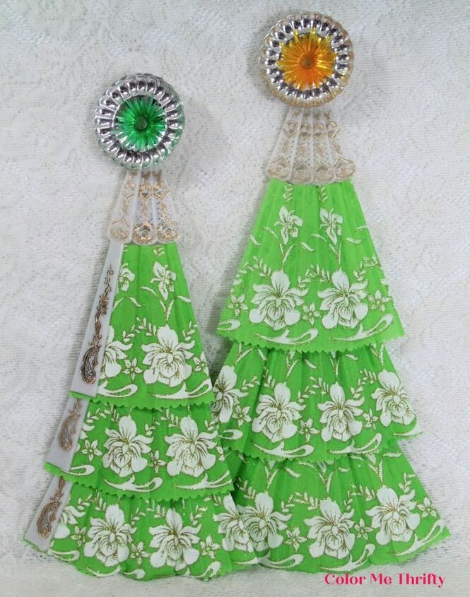 repurposed hand fans into christmas trees