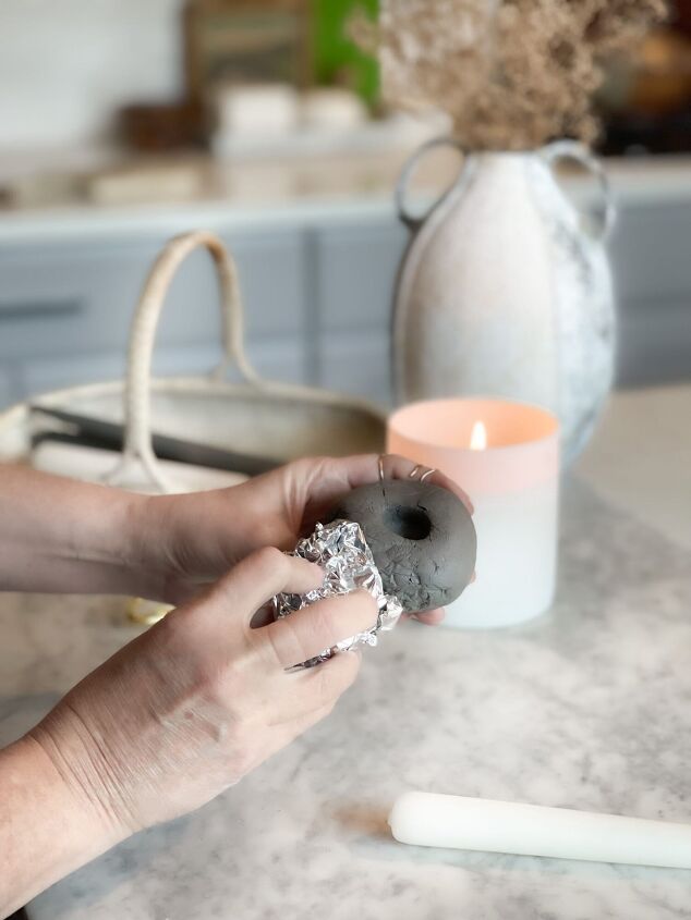 11 tips for a great candle holder diy clay, I love using aluminum foil to create texture