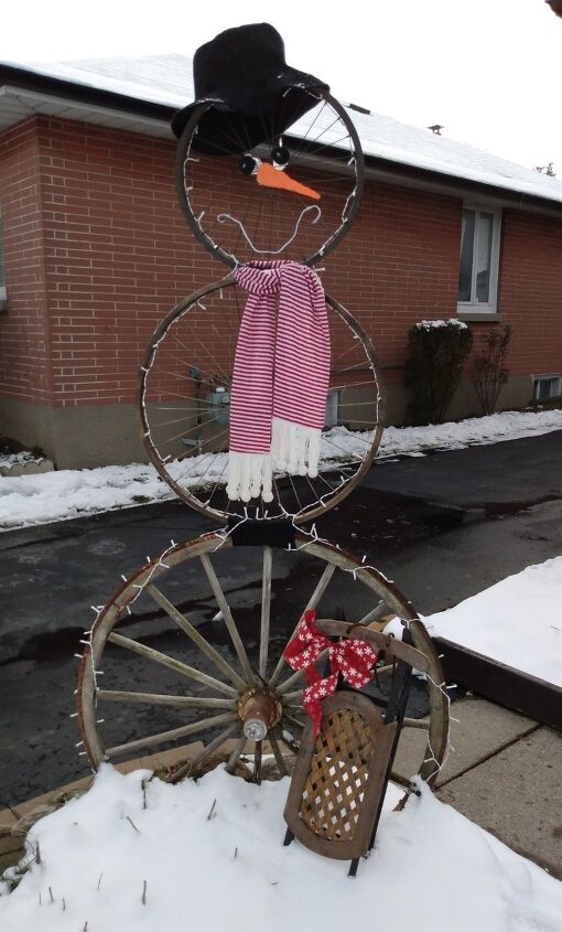 cmo hacer un mueco de nieve con una rueda de carro y llantas de bicicleta