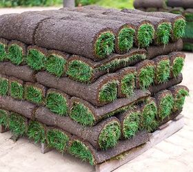 how to lay sod, stack of sod rolls