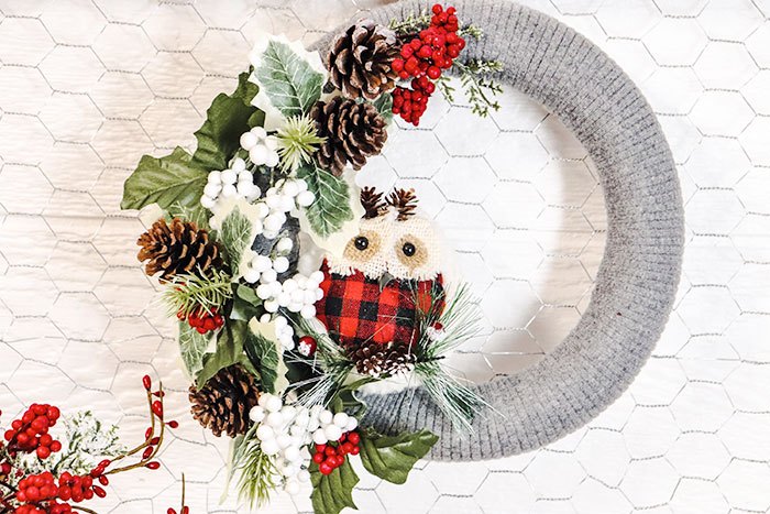 owl sweater wreath