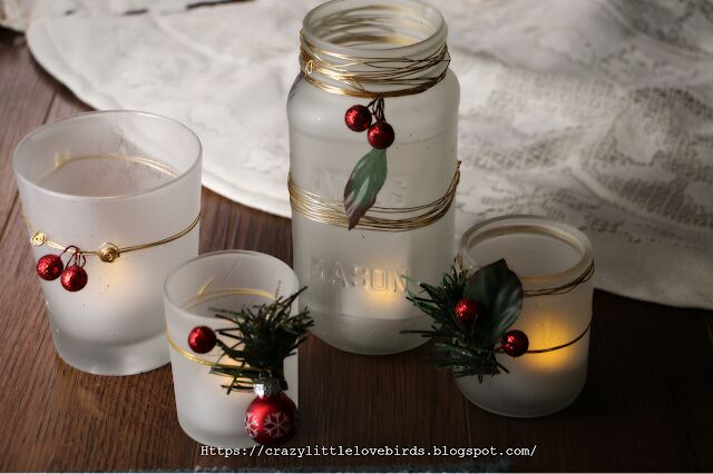 diy holiday glass candle display una manualidad reciclada