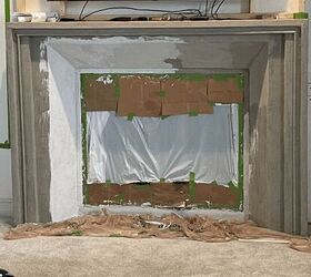 diy faux cast stone fireplace part 2, You can see the areas where white cement has been added