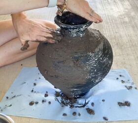 how to upcycle a vase into aged pottery