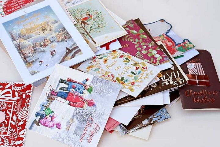 como hacer un adorno navideno con viejas tarjetas de navidad