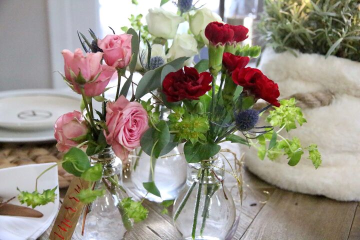 rvore de natal de flores frescas uma vida em desenvolvimento, Os convidados levaram os vasos para casa como lembrancinhas