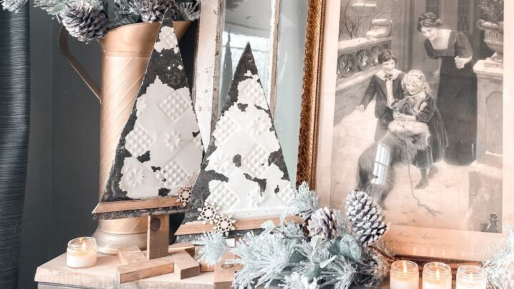 16 magnficas ideas de decoracin de granja para probar esta navidad, rboles de Navidad de hojalata