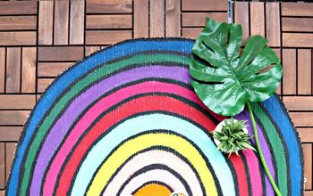 DIY Repurposed Rug Into a Rainbow Mat