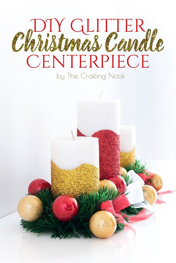 diy glittered christmas candle centerpiece