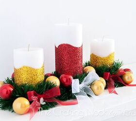 DIY Glittered Christmas Candle Centerpiece