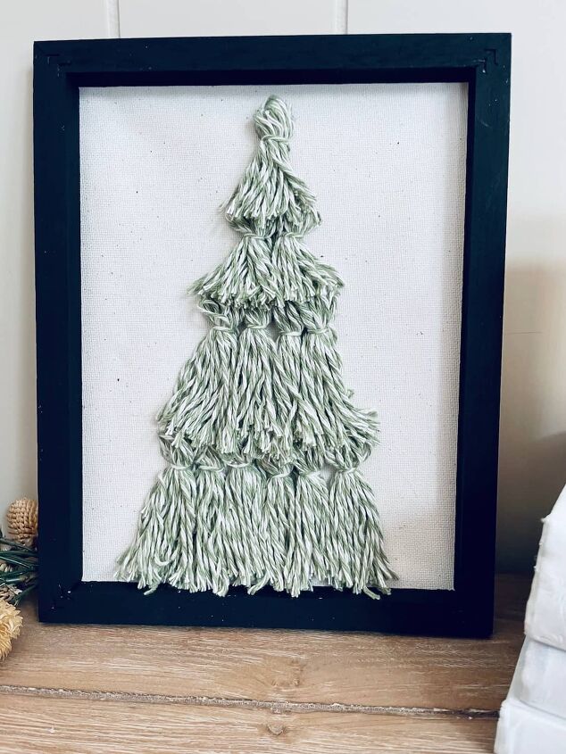 diy tassel christmas tree reverse canvas sign