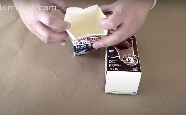 the easiest milk carton gingerbread house in a few steps, Opening the tops of the milk carton
