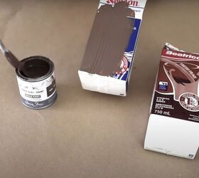 the easiest milk carton gingerbread house in a few steps, Painting a milk carton with brown chalk paint