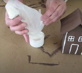 the easiest milk carton gingerbread house in a few steps, Adding fusion fresco powder to white paint to make fake snow