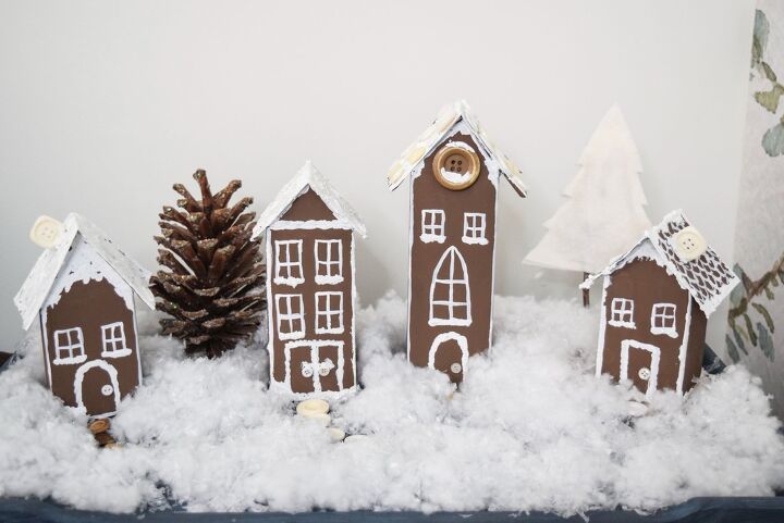 the easiest milk carton gingerbread house in a few steps, Gingerbread village made from milk cartons