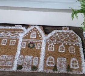 make a festive diy christmas doormat to welcome your guests, An adorable gingerbread DIY Christmas doormat