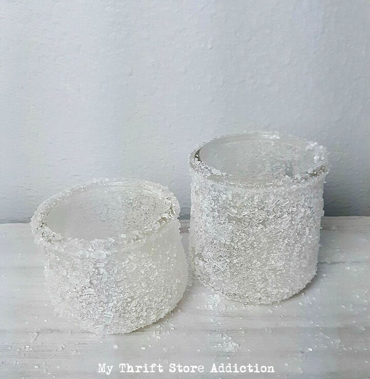 diy frosted candle holders