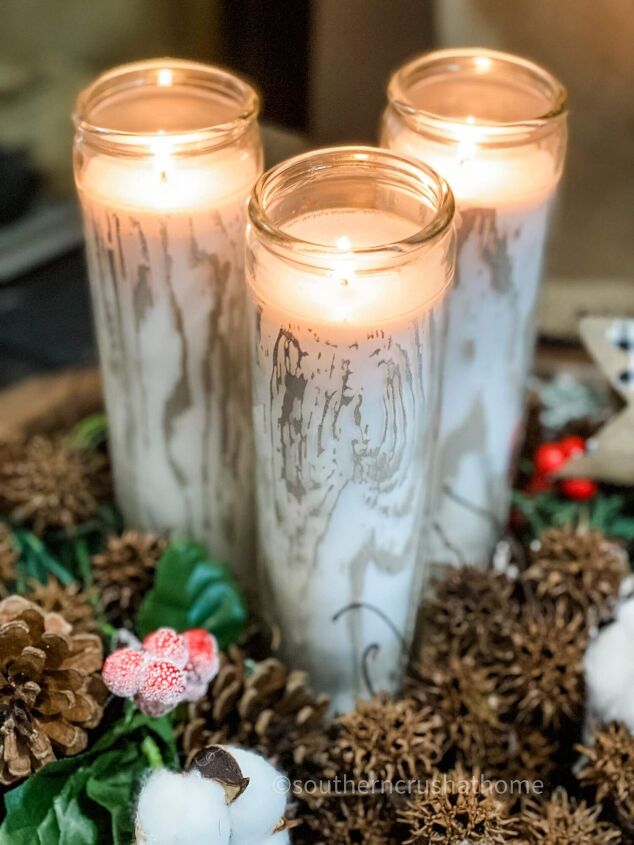 how to make faux birch logs using dollar tree candles