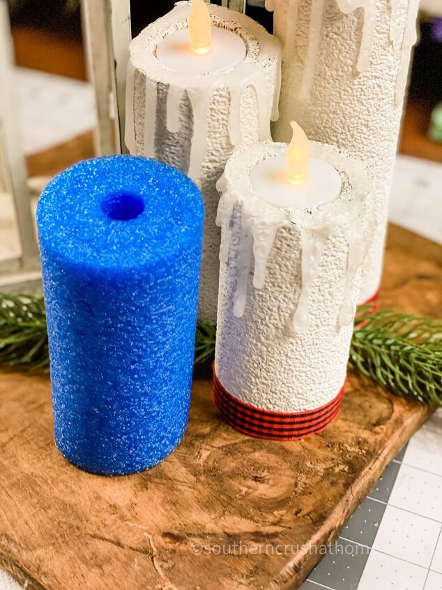 how to make a pool noodle winter or christmas candle