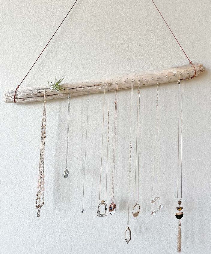 stupid easy necklace organizer you can make from driftwood