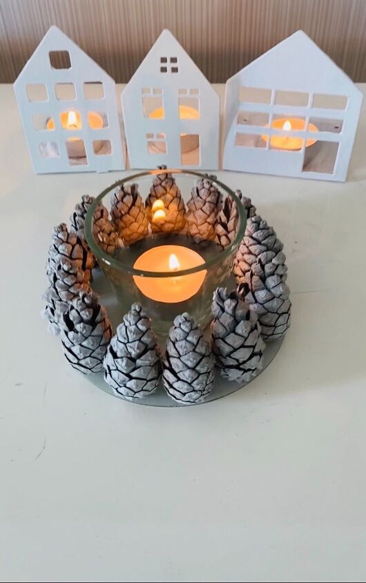 diy pine cone candleholder at almost no cost