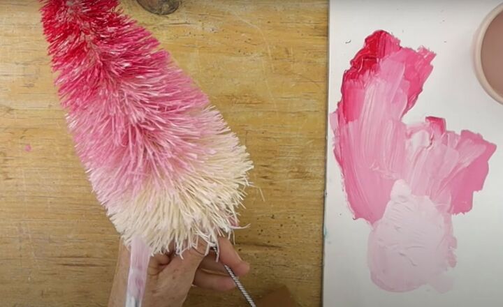 make a pink ombre christmas tree with this easy tutorial, Ombre effect on the bottle brush tree